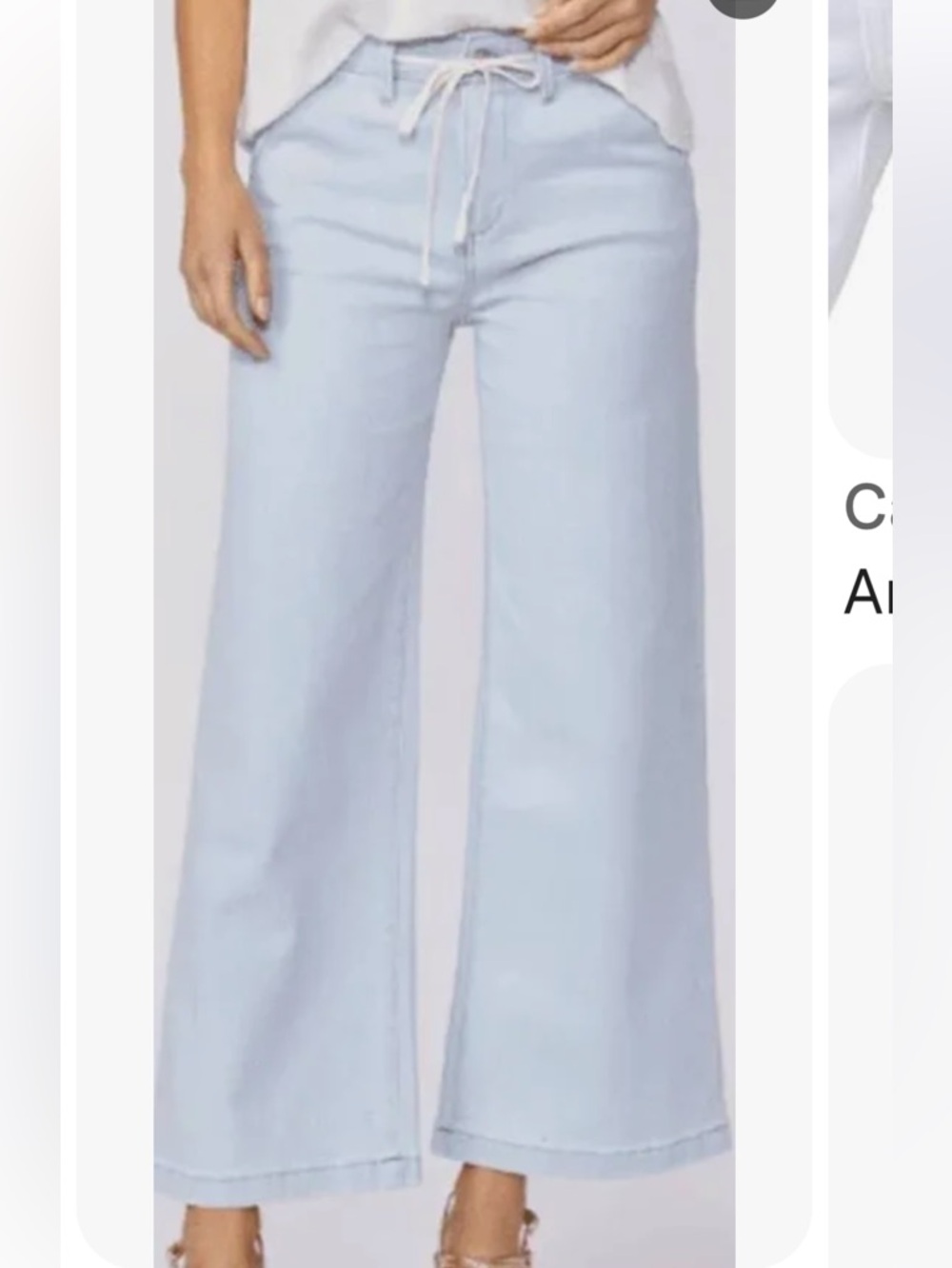 Paige Carly Wide Leg Drawstring Jeans Size 27